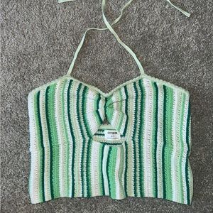 Cropped green halter top